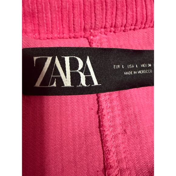 Zara Pink Corduroy Velvet Velour Button Collar Pockets Long Sleeve Coat Jacket L - Picture 3 of 4